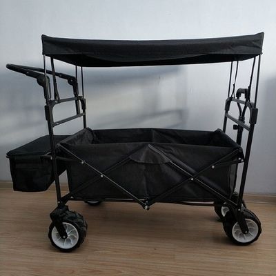 검은 접힌 해변은 커버와 푸쉬 핸들과 600D 접힌 왜건을 왜건