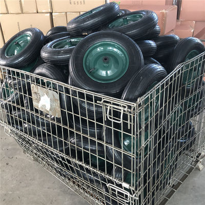 350-8 녹색 강철 원주 가장자리 카트 공기 휠은 공기 손수레 타이어 일륜차를 고무를 입힙니다