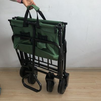 저압바퀴 80kgs와 여가가 있는 접힌 해변 마차 녹색 유틸리티 웨건