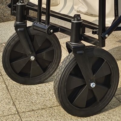 흰색 확장 된 네 바퀴 캠핑 정원 폴딩 카트 홀드 폴딩 테이블 PVC 바퀴